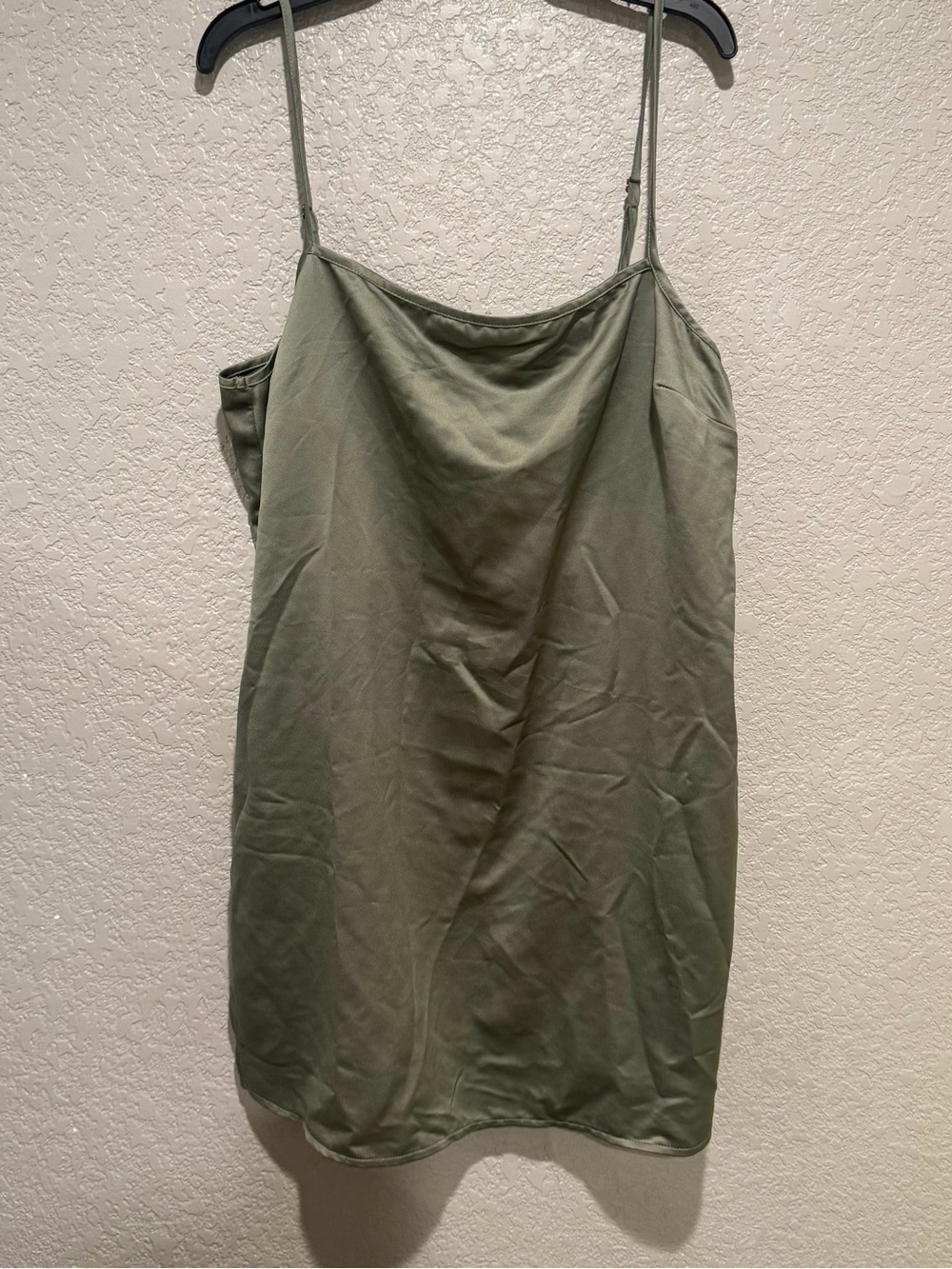 Olive Green Slip Dress - Spaghetti Strap